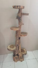 Naturel Teakhouten display met 6 planken, 120 cm hoog