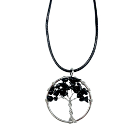 Hanger Levensboom- Zwarte Agaat
