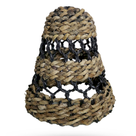 Grote Natuurlijke Lampenkap van Bananenblad & Hitam Raffia - H: 36 x D: 34 cm