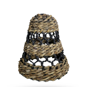 Kleine Natuurlijke Lampenkap van Bananenblad & Hitam Raffia - H: 25 x D: 20 cm