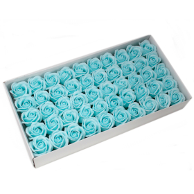 50x Ambachtelijke Zeep Bloem - Medium Roos  - Baby Blauw