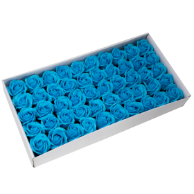 50x Ambachtelijke Zeep Bloem - Medium Roos  - Hemels Blauw