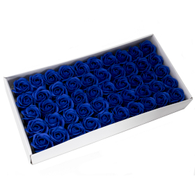 50x Ambachtelijke Zeep Bloem - Medium Roos  - Royal Blauw