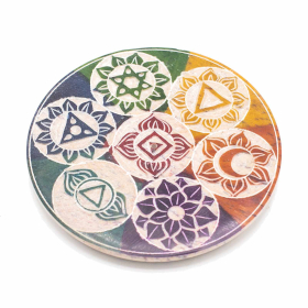 4x Zeepstenen Schijf Wierookhouder 10cm - Zeven Chakra