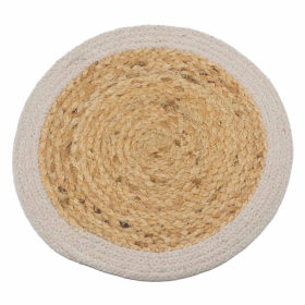 4x Natuurlijke Placemat - Jute & Katoen 30cm - Ivoorkleurige Rand