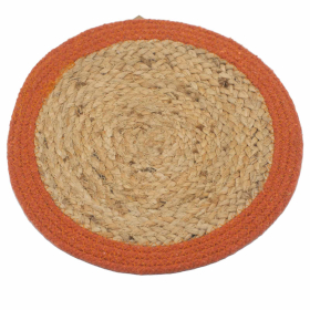 4x Natuurlijke Placemat - Jute & Katoen 30cm - Klei Rand