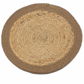 4x Natuurlijke Placemat - Jute & Katoen 30cm - Natuurlijke Rand