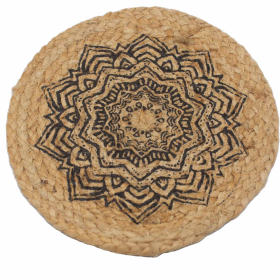 4x Natuurlijke Placemat - Jute 30cm - Mandala Print