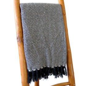 Boho Comfort Throws - 125x150cm - Marineblauwe Zigzag