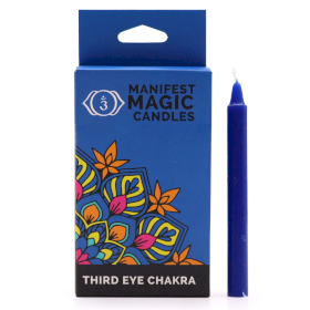3x Manifest Magische Kaarsen (pak van 12) - Donkerblauw - Derde oogchakra