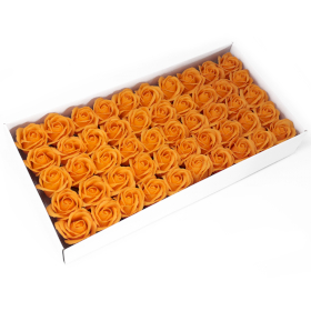 50x Ambachtelijke Zeep Bloem - Medium Roos  - Oranje