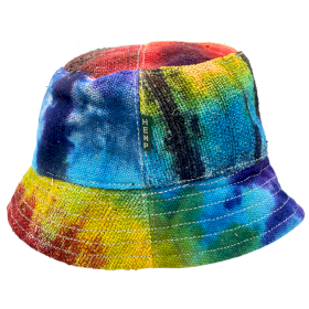 3x Gerepareerde hennep- en katoenen Boho Festival Hoed - Tie-Dye