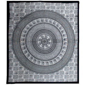 Dubbele Katoenen Bedsprei + Wandkleed - Mono - Olifant Mandala