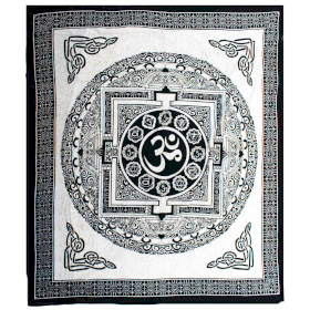 Dubbele Katoenen Bedsprei + Wandkleed - Mono - OM Mandala