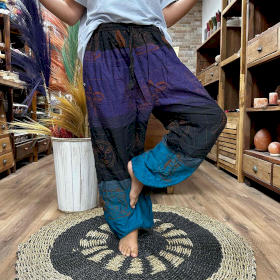 Yoga & Festivalbroek - Hoge Kruis Himalaya-print op Paars