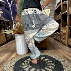 Yoga & Festivalbroek - Hoog Kruis Himalaya-print op Grijs