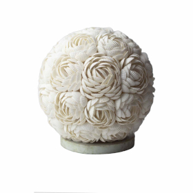 Boho Zeeschelp Lamp - Rozekleurige Wereldbol - 15cm