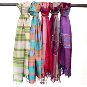 10x Grote Indiase Boho-sjaals - 75x180 - Willekeurige paars