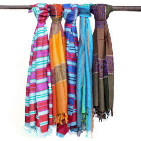 10x Grote Indiase Boho-sjaals - 75x180cm - Random Blues