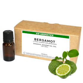 10x Bergamot Organic Essential Oil 10ml - UNLABELLED