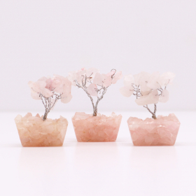 12x Mini Edelsteenbomen op Orgonietbasis - Rozenkwarts (15 stenen)