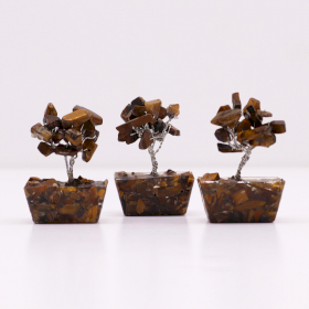 12x Mini Edelsteenbomen op Orgonietbasis - Tijgeroog (15 stenen)