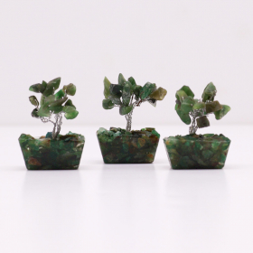 12x Mini Edelsteenbomen op Orgonietbasis - Groene Aventurijn (15 stenen)