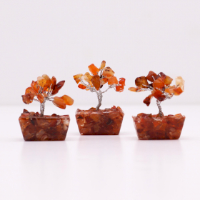 12x Mini Edelsteenbomen op Orgonietbasis - Carneool (15 stenen)