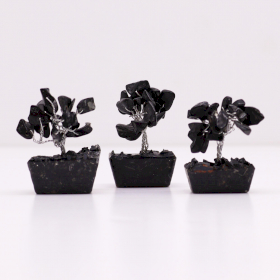 12x Mini Edelsteenbomen op Orgonietbasis - Zwarte Agaat (15 stenen)