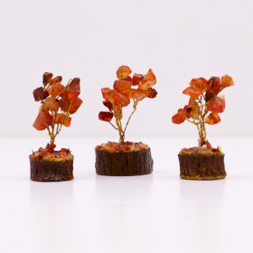 12x Mini Edelsteenbomen op Houten Basis - Carneool (15 stenen)