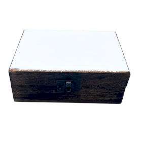 Middelgrote Keramische Geglazuurde Houten Doos - 15x10x6cm - Wit