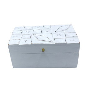 Vintage Deco - Multifunctionele Doos - 22x12x10cm - Witte Diamanten