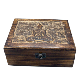 Grote houten bewaardoos 20x15x7.5cm - Boeddha