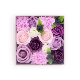 Vierkante Doos-  Lavendel Roos & Anjer
