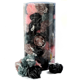 100x Twee Tinten Scrunchies 4 assorti (displaybuis) - 50 gram