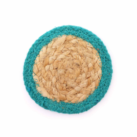 Natuurlijke Onderzetter - Jute & Katoen 10cm (set van 4) - Zeegroenrand