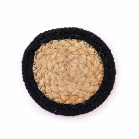 Natuurlijke Onderzetter - Jute & Katoen 10cm (set van 4) - Zwarte Rand