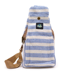 Body Cross Tas Natuurlijk Katoen - Blauw & Wit