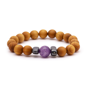 3x Cederhout Derde Oog Chakra Armband met Amethist