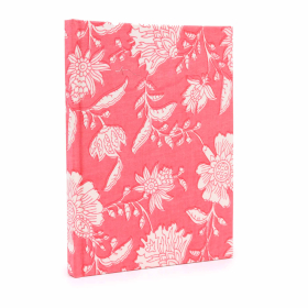 Katoenen Gebonden Notitieboekjes 20x15cm - Roze Bloemen