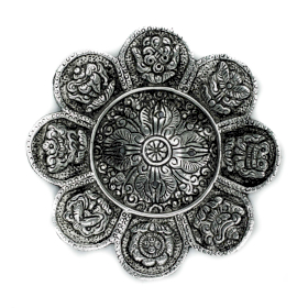 6x Gepolijst Aluminium Tibetaanse Symbolen Wierookhouder 12cm