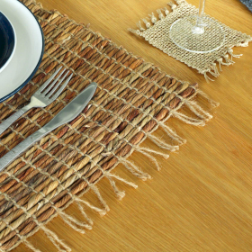 Zeegras Franje Natuurlijke Placemat - Houtskool