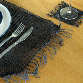 Zeegras Franje Natuurlijke Placemat - Zwart
