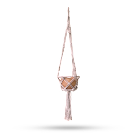 Macramé Gehoekte Plantenhanger Klein - Beige - 16cm Hoepel