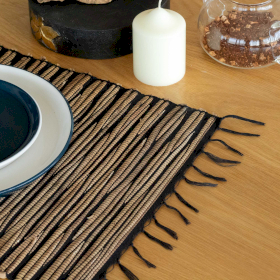 Waterhyacint Natuurlijke Placemat - Zwarte Tijger met Franje