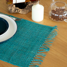 Zeegras Franje Natuurlijke Placemat - Turkoois