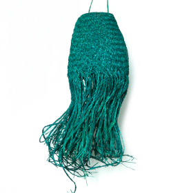 Blauwgroen Gevlochten in Doum Ophanglampenkap - 20x15cm