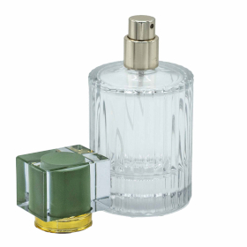 8x Mosgroen - 50ml Ronde Geribbelde Fles, Spray en Dop