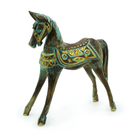 Groot Goud & Turkoois Paard 32 cm