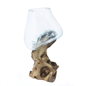 Gesmolten Glas op Houten Stronk - Medium Kom